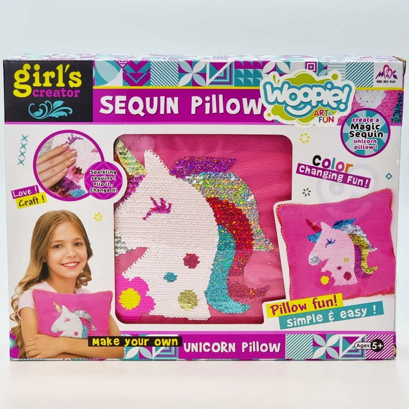 WOOPIE ART&FUN Zestaw Kreatywny Poduszka do Ozdobienia Jednorożec - zabawki-dla-dziewczynki