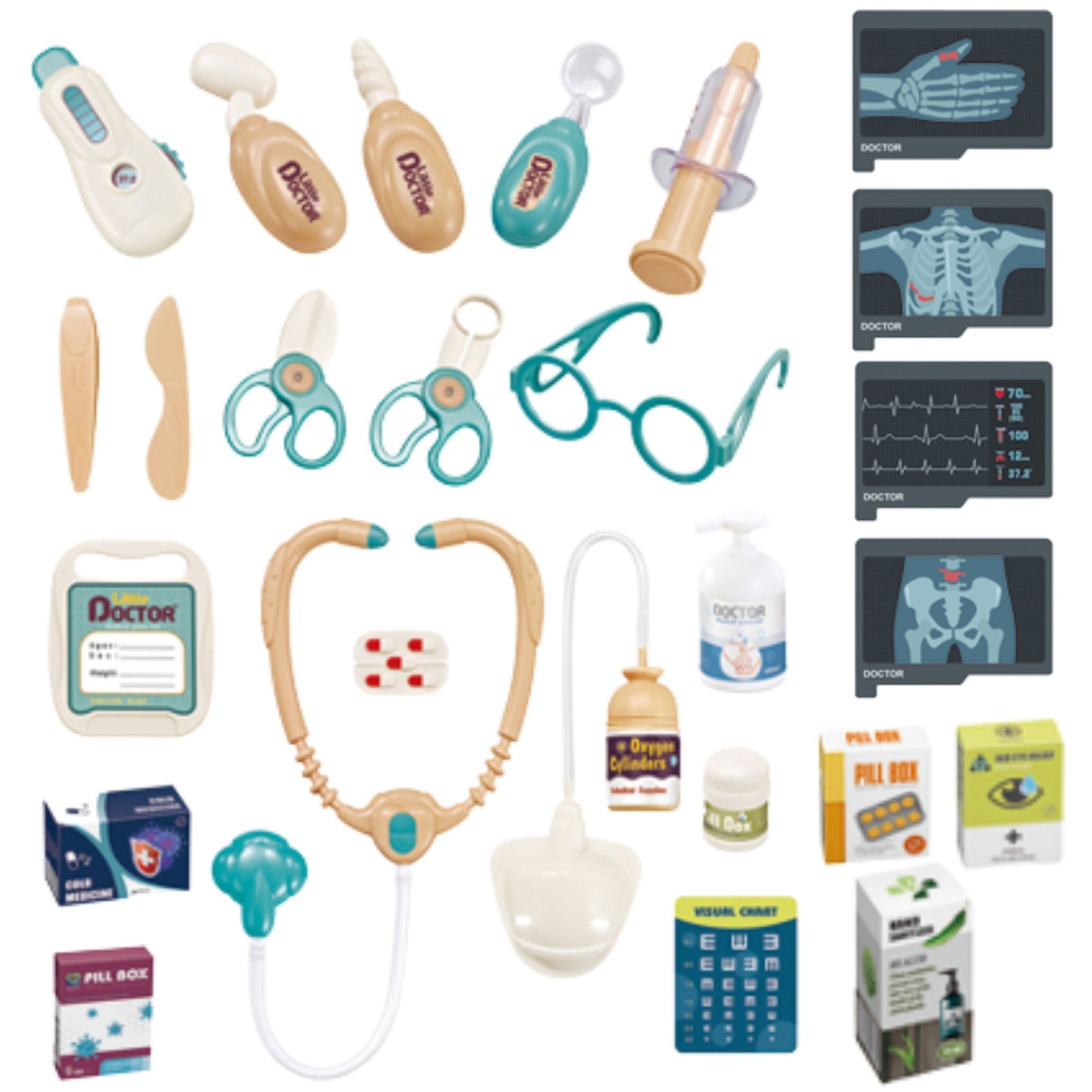4-WOOPIE Wózek Lekarski Zestaw Mały Doktor EKG Dźwięk Światło Regulowany 26el-4