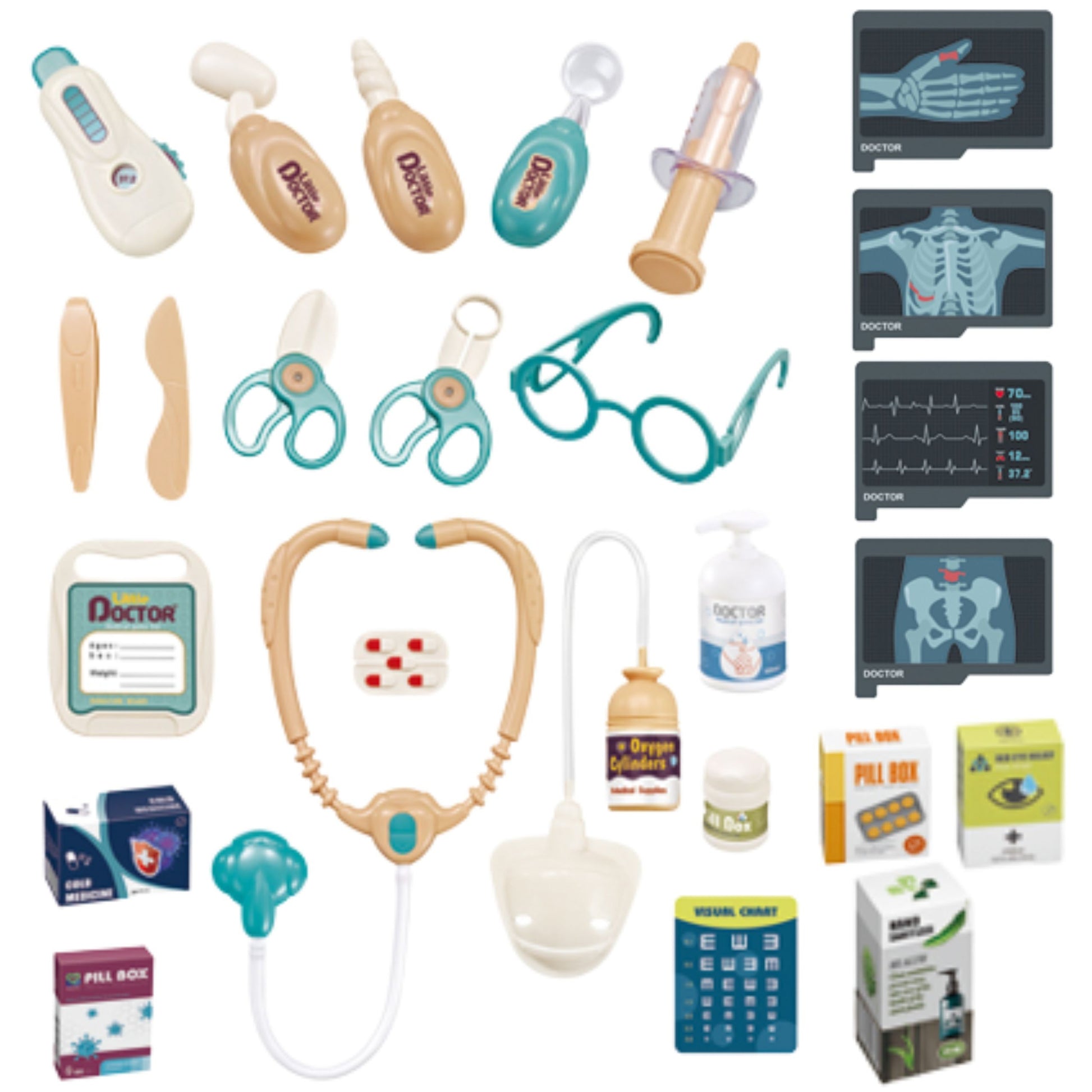 4-WOOPIE Wózek Lekarski Zestaw Mały Doktor EKG Dźwięk Światło Regulowany 26el-4
