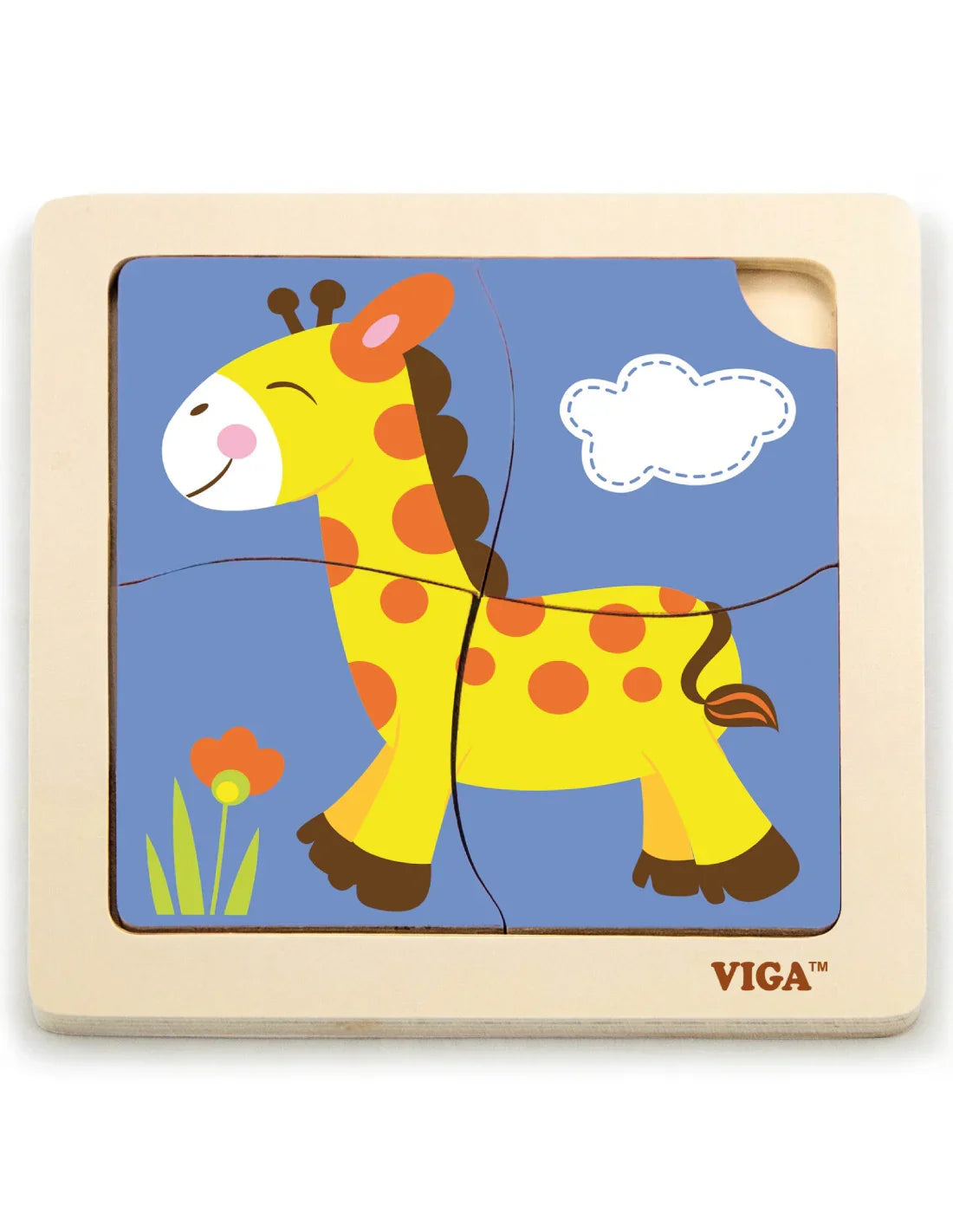 1-VIGA Poręczne Drewniane Puzzle Żyrafa-1