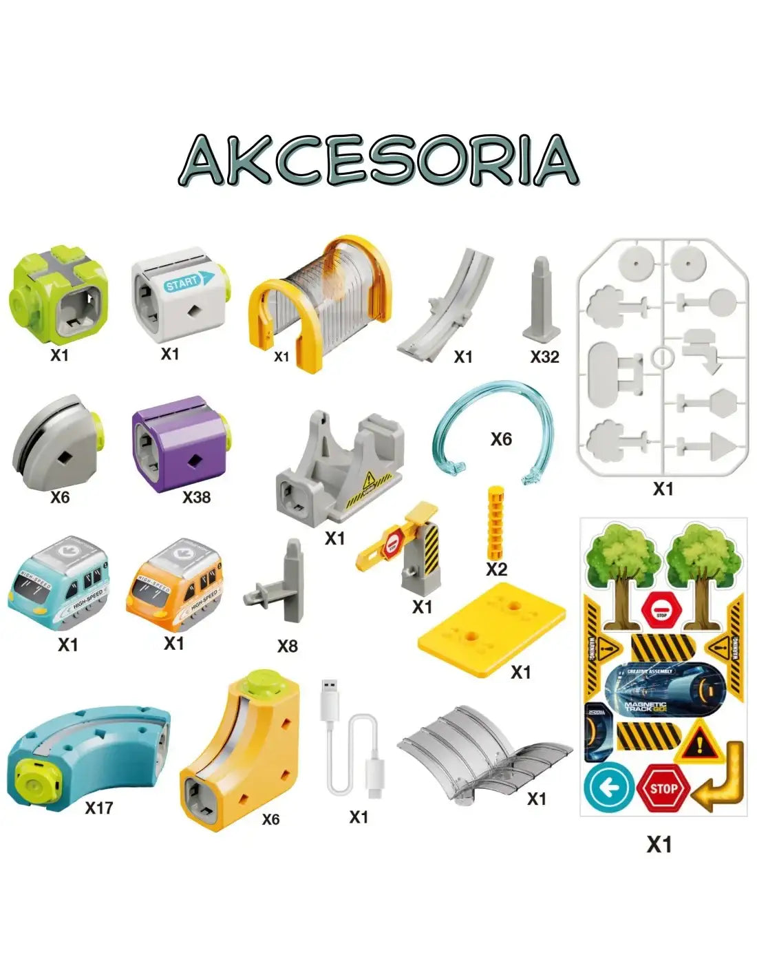 Kolejka magnetyczna dla dzieci WOOPIE duży zestaw 126 el.