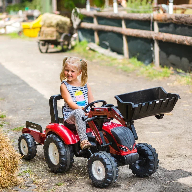 Traktor FALK Valtra bordowy edukacyjny z ruchomą łyżką - zabawki-dla-dziewczynki
