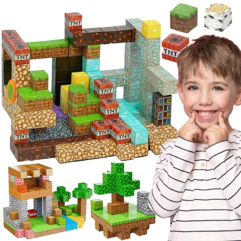 WOOPIE Klocki Magnetyczne Konstrukcyjne Sześciany 3D Zestaw Edukacyjny 63 el. kolorowe klocki dla dzieci - zabawki-dla-dziewczynki