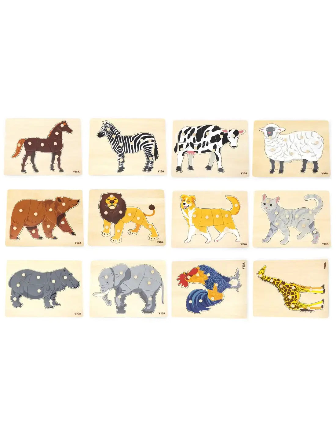 VIGA puzzle Montessori zwierzątka drewniane dla dzieci - zabawki-dla-dziewczynki
