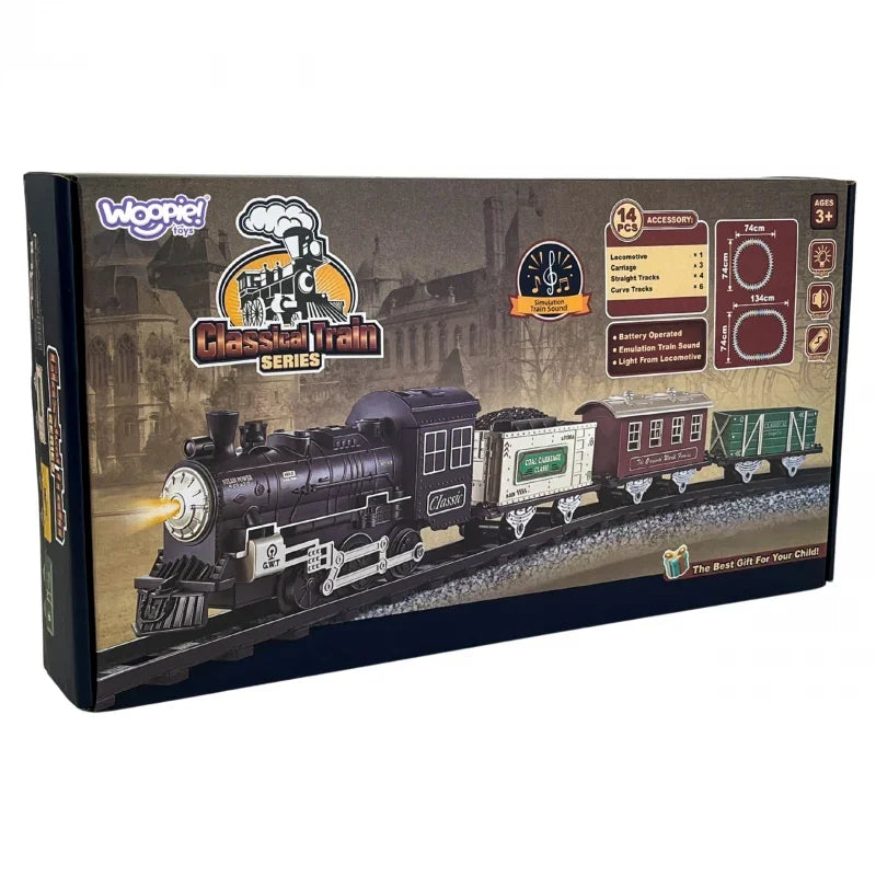 WOOPIE Klasyczny Pociąg Parowy Lokomotywa Tor XXL - zabawki-dla-dziewczynki