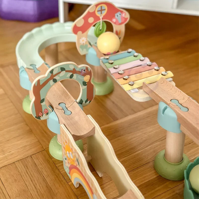 8-WOOPIE GREEN Drewniany Tor Kulkowy z Efektami Dźwiękowymi Cymbałki FSC-8