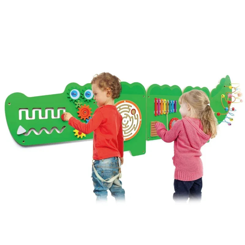 VIGA Tablica Sensoryczna Manipulacyjna Krokodyl Certyfikat FSC Montessori - zabawki-dla-dziewczynki