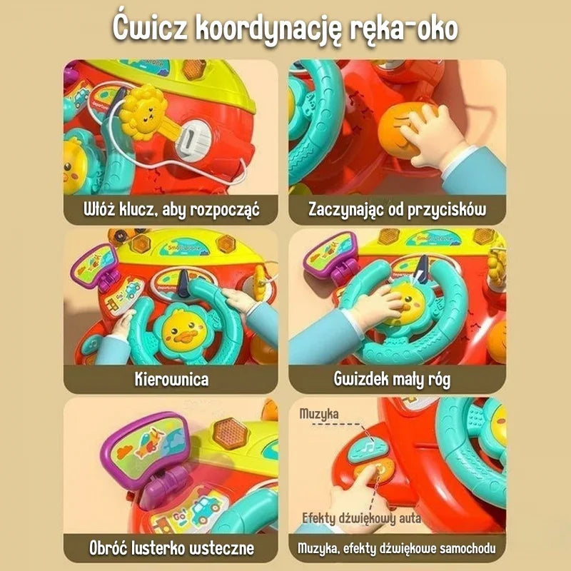 WOOPIE BABY Interaktywna Kierownica Samolot Pojazd na Łózeczko Wózek Efekty 18m+ - zabawki-dla-dziewczynki