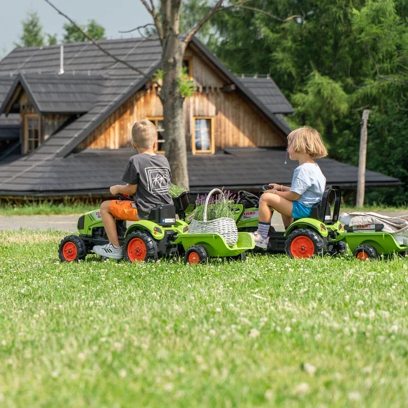 Zielony traktor Claas FALK na pedały z klaksonem - zabawki-dla-dziewczynki