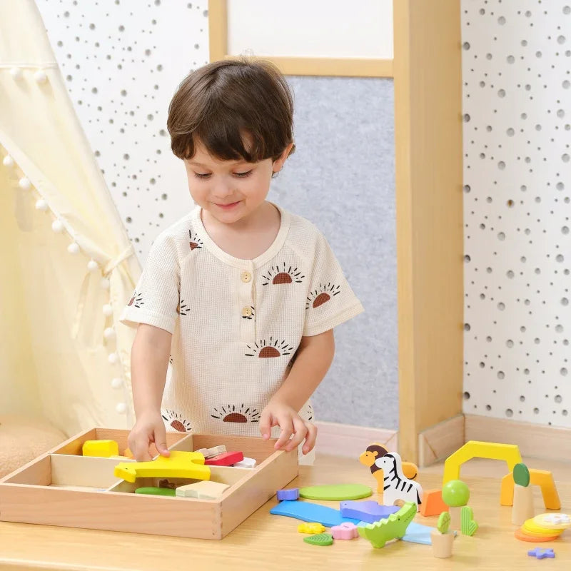 5-VIGA Drewniane Klocki Kolorowe Opowieści Tropikalne Pudełko 55el.-5