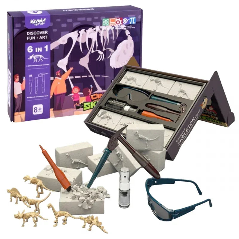 WOOPIE Wykopalisko "Mały Archeolog" 6 Szkieletów Dinozaurów - zabawki-dla-dziewczynki