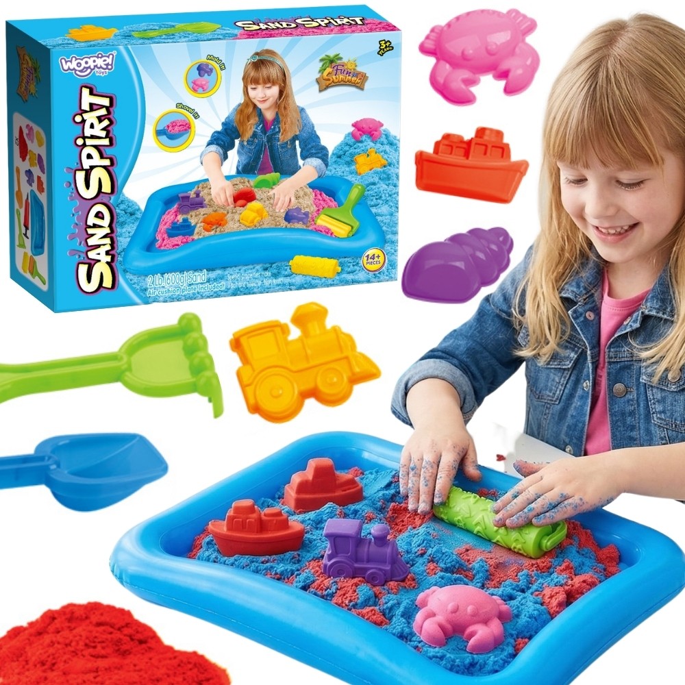 1-WOOPIE Magiczny Piasek Kinetyczny Zestaw Basen Foremki 3+-1