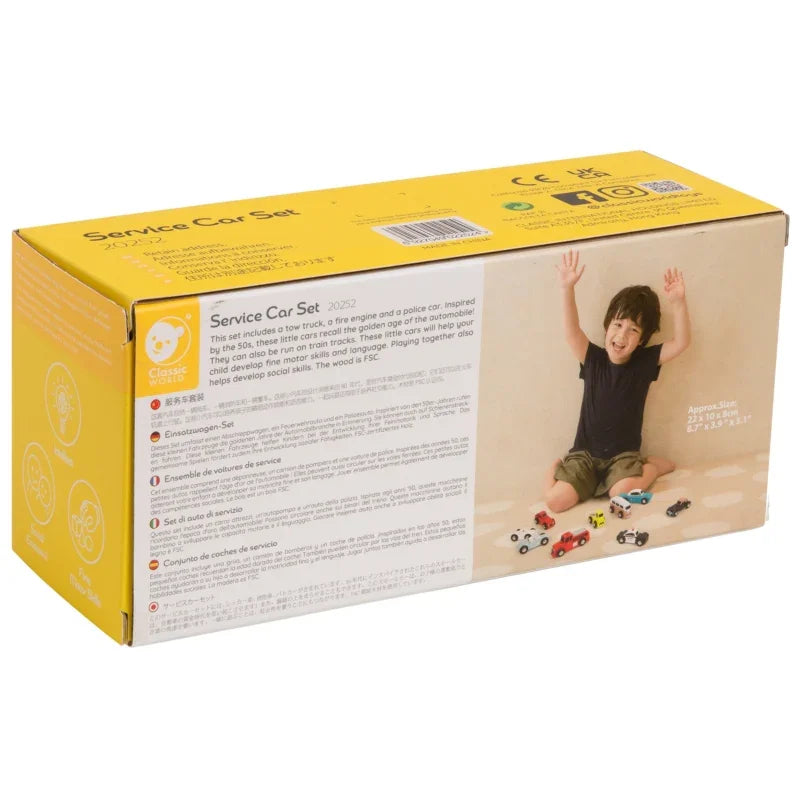 CLASSIC WORLD Drewniane Samochodziki Policja Straż Laweta Zestaw 3 szt. - zabawki-dla-dziewczynki