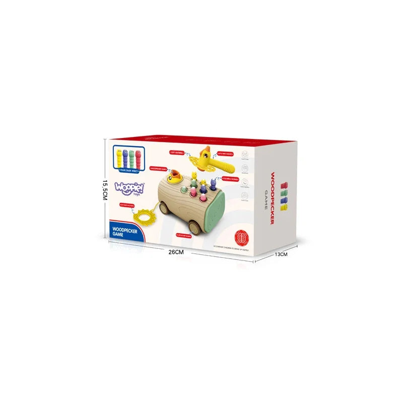 WOOPIE Gra Zręcznościowa Dzięcioł Wbijak Robaków 3w1 Wózek Ciągacz dla Niemowląt - zabawki-dla-dziewczynki