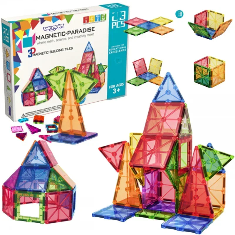 Magnetyczne klocki konstrukcyjne 3D WOOPIE Montessori dla dzieci - zabawki-dla-dziewczynki