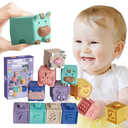 Sensoryczna układanka WOOPIE BABY 12 klocków edukacyjnych dla niemowląt - zabawki-dla-dziewczynki