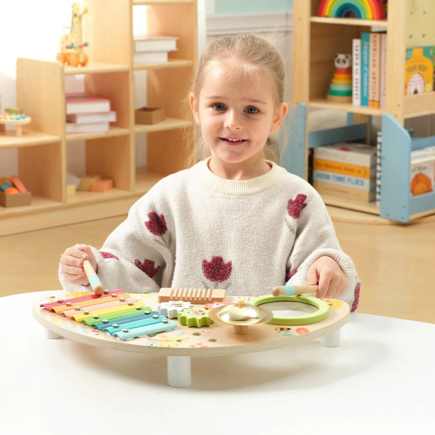 8-TOOKY TOY Wielofunkcyjny Instrument Centrum Muzyczne Ksylofon Zębatki Tarka Bębenek Talerz Pałeczki-8