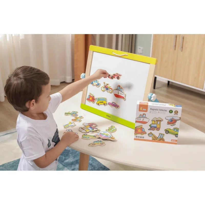 VIGA Drewniane magnesy pojazdy zestaw - zabawki-dla-dziewczynki