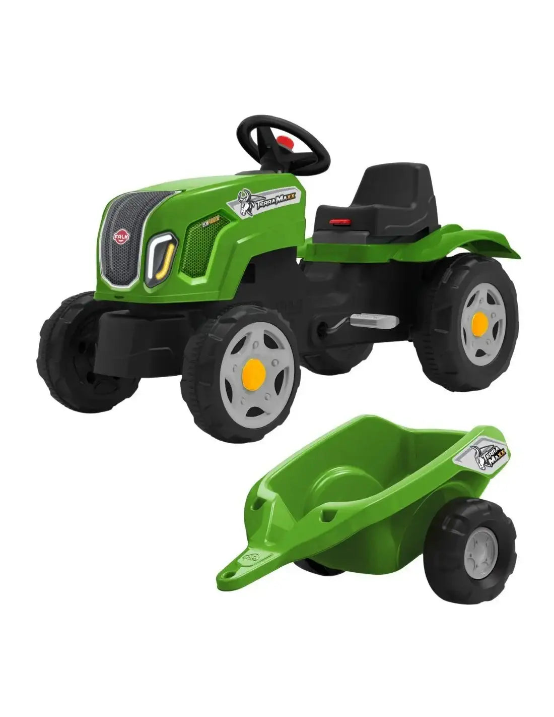 FALK Traktor na Pedały Claas Terra Maxx z przyczepką – ekologiczny pojazd dla dzieci 2-6 lat - zabawki-dla-dziewczynki