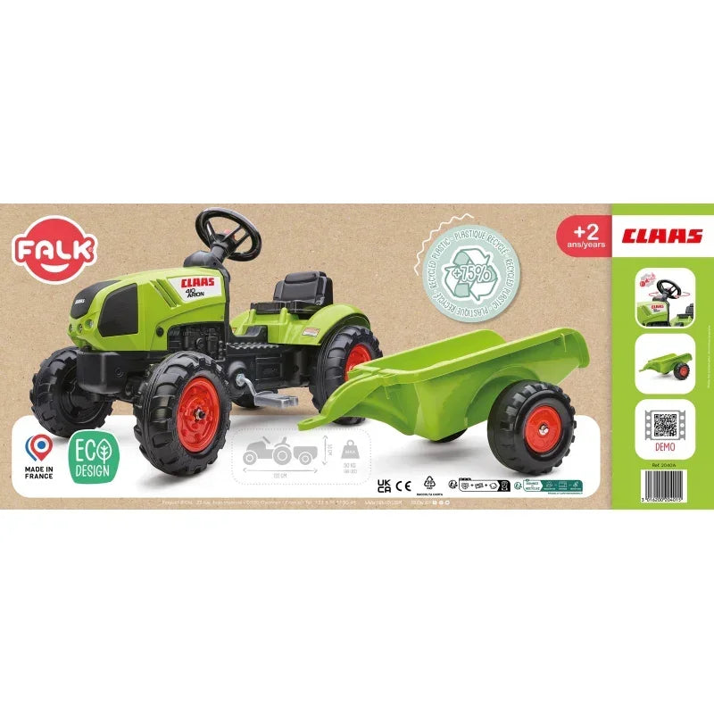 FALK Traktor Claas pedałowy z przyczepą dla dzieci od 2 lat - zabawki-dla-dziewczynki