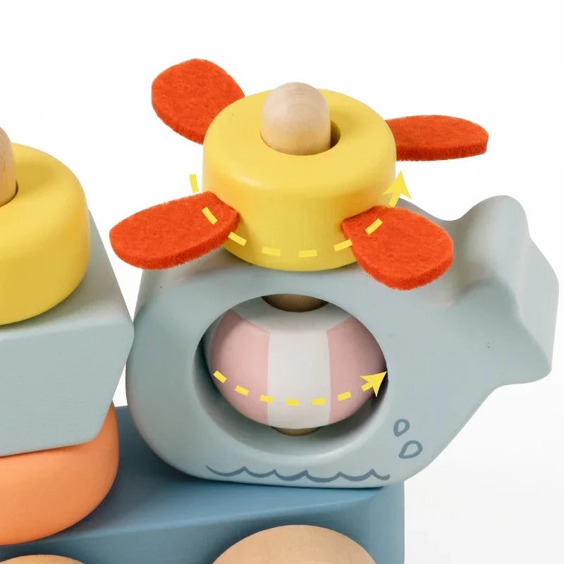 CLASSIC WORLD Montessori Kolejka Ocean Drewniana Układanka - zabawki-dla-dziewczynki