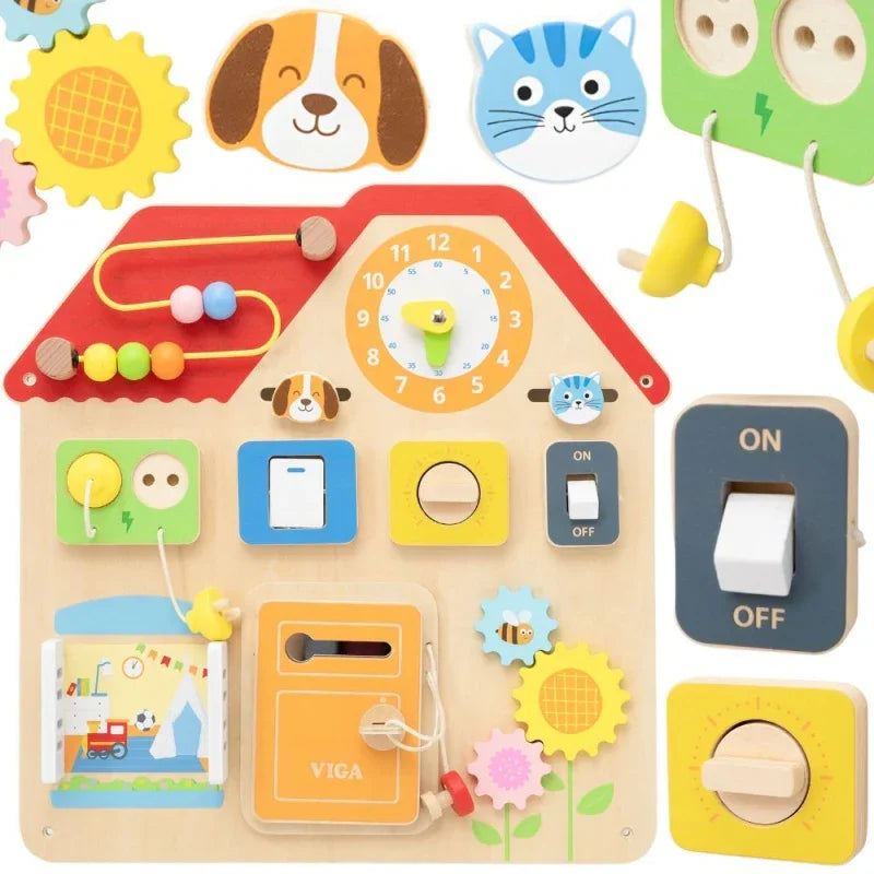 VIGA Drewniana Tablica Domek edukacja i zabawa - zabawki-dla-dziewczynki