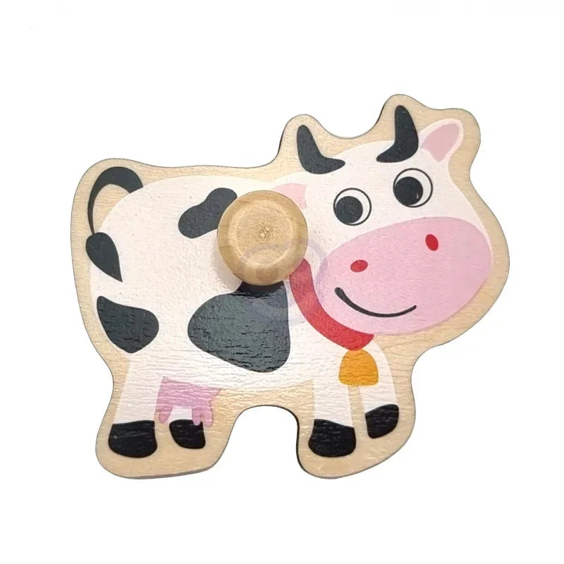 WOOPIE GREEN Drewniane Puzzle Montessori Farma z Pinezkami Do Dopasowania - zabawki-dla-dziewczynki