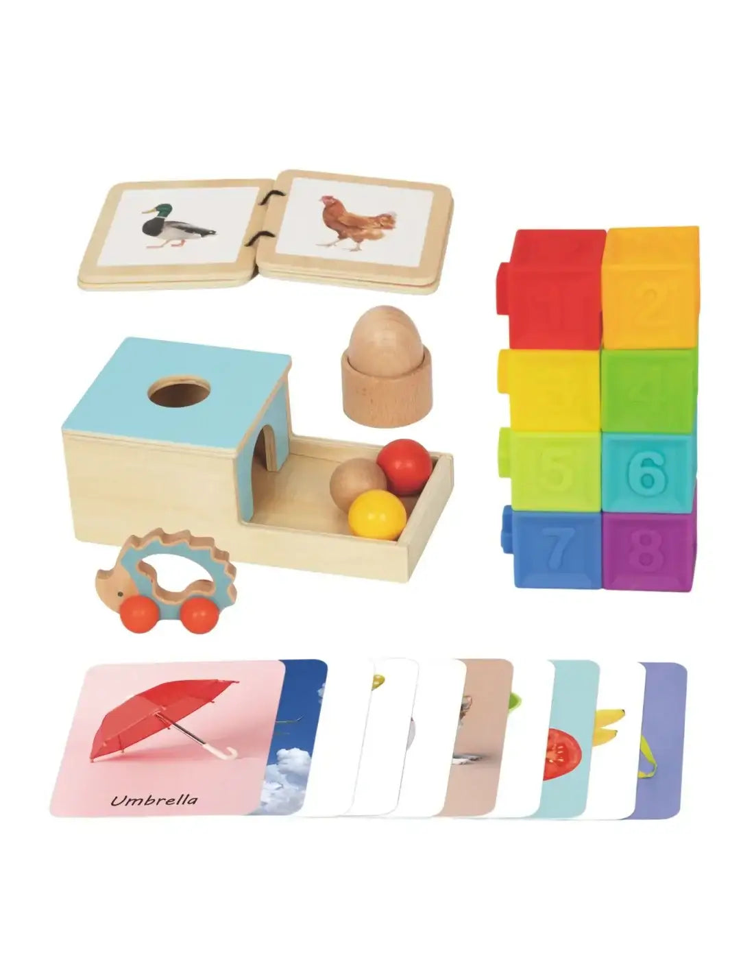 6-WOOPIE GREEN Box Pudełko XXL Montessori Edukacyjne 6w1 Sensoryczne 7-8 Miesięcy 26el. FSC-6