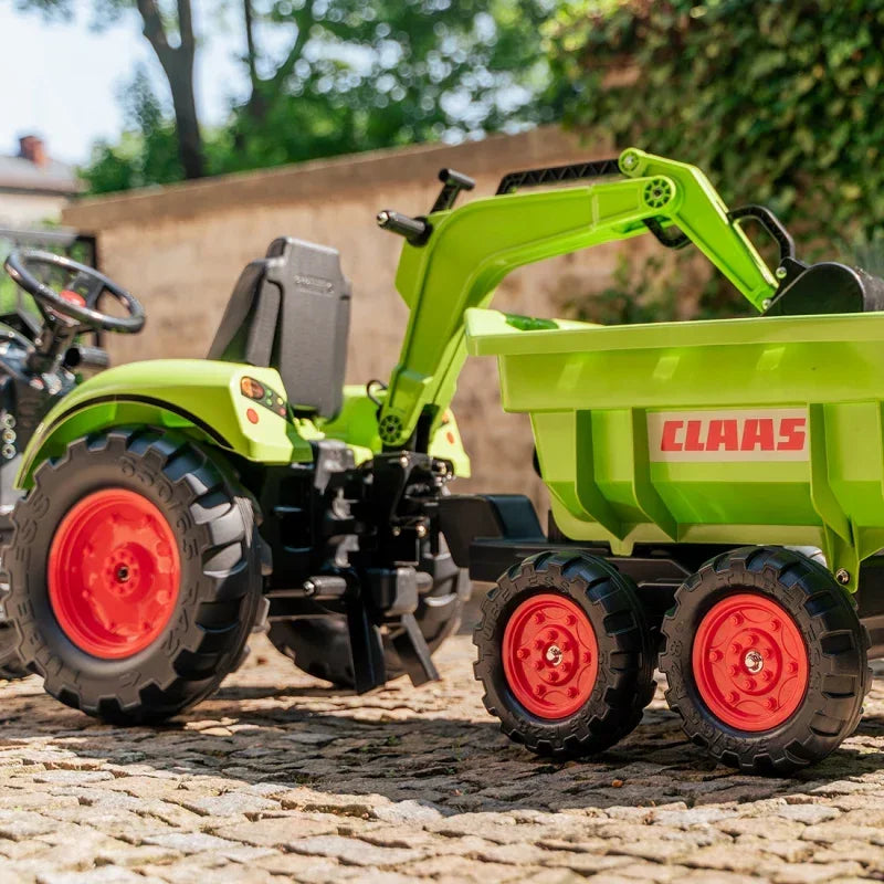 FALK traktor CLAAS AVEC z ruchomą przyczepką - zabawki-dla-dziewczynki