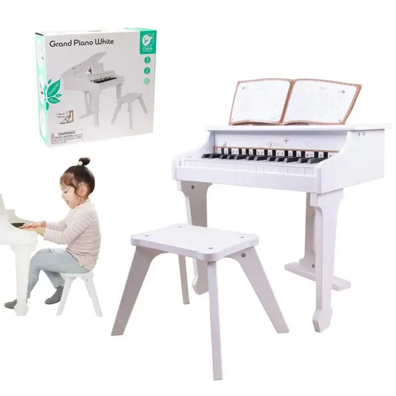CLASSIC WORLD Duże Pianino Fortepian dla Dzieci z Krzesełkiem i Książeczką do Nauki - zabawki-dla-dziewczynki