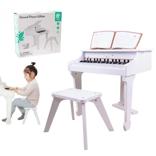 CLASSIC WORLD Duże Pianino Fortepian dla Dzieci z Krzesełkiem i Książeczką do Nauki - zabawki-dla-dziewczynki