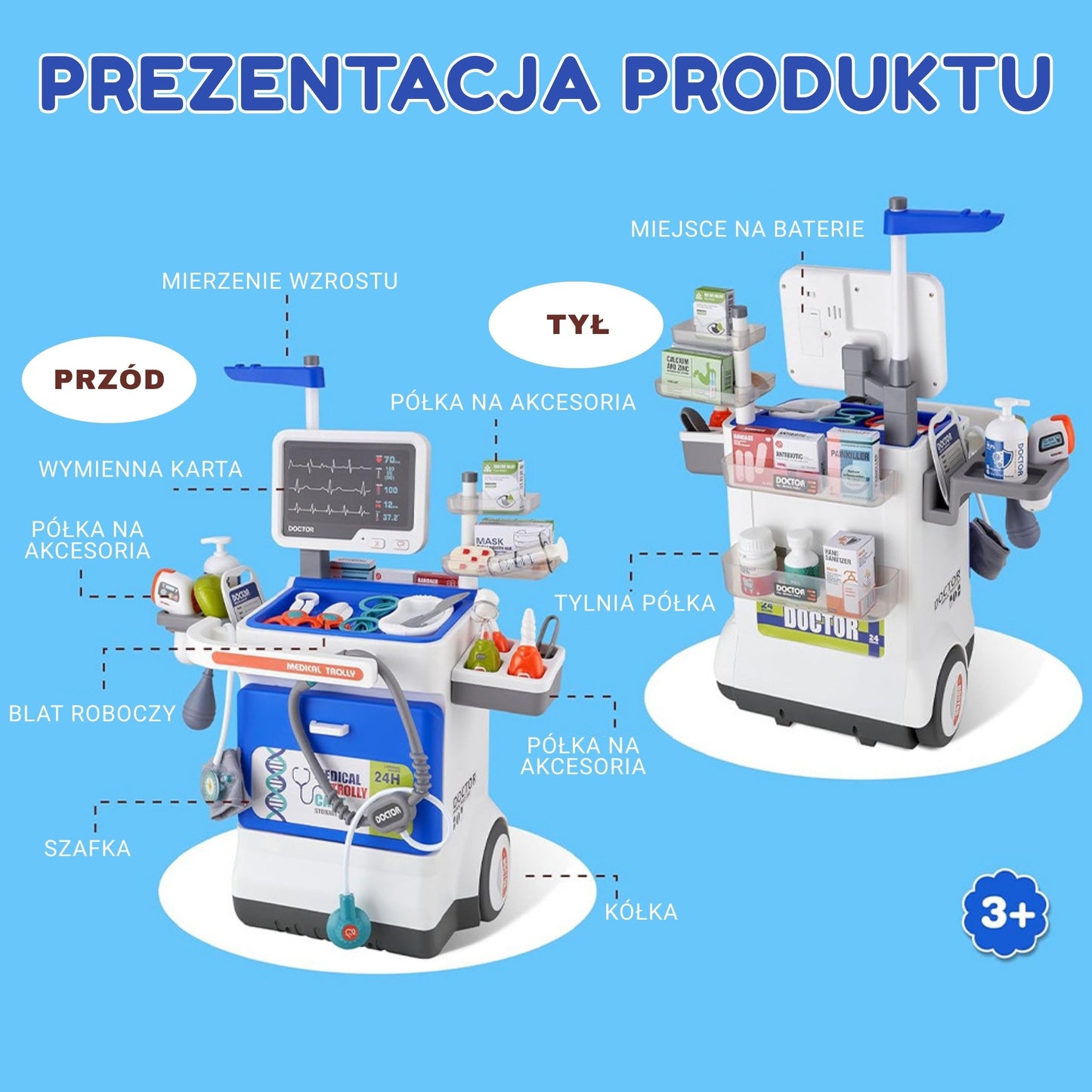 4-WOOPIE Interaktywny Wózek Małego Doktora Zestaw Lekarski Rentgen 115cm-4