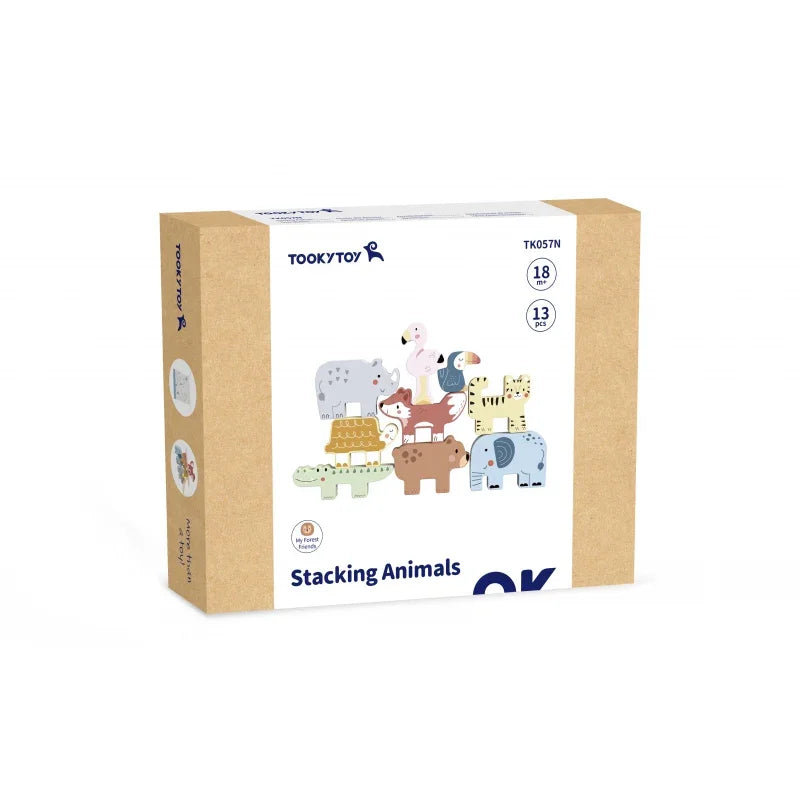 TOOKY TOY Drewniane Klocki Układanka Zwierzątka Montessori 9 el. - zabawki-dla-dziewczynki