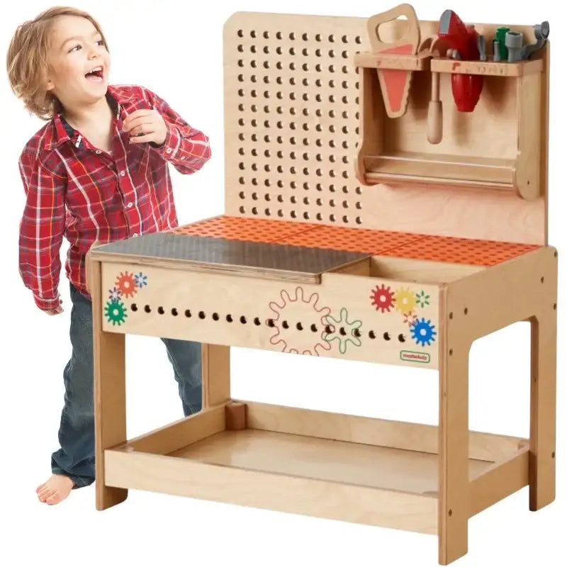 MASTERKIDZ Drewniany Warsztat Montessori STEM z Narzędziami + Akcesoria - zabawki-dla-dziewczynki