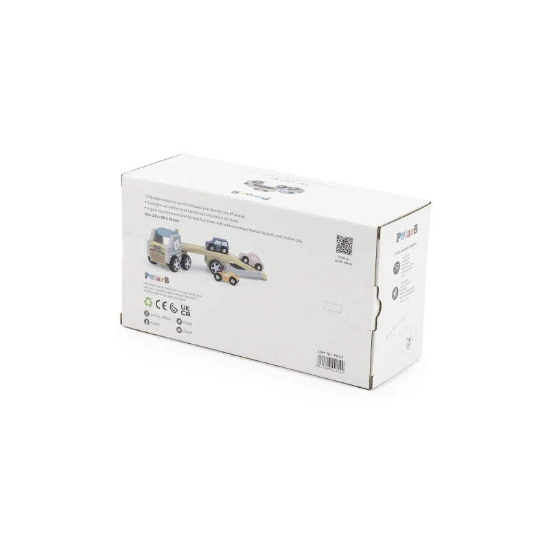 VIGA PolarB Drewniana laweta z samochodzikami Montessori - zabawki-dla-dziewczynki