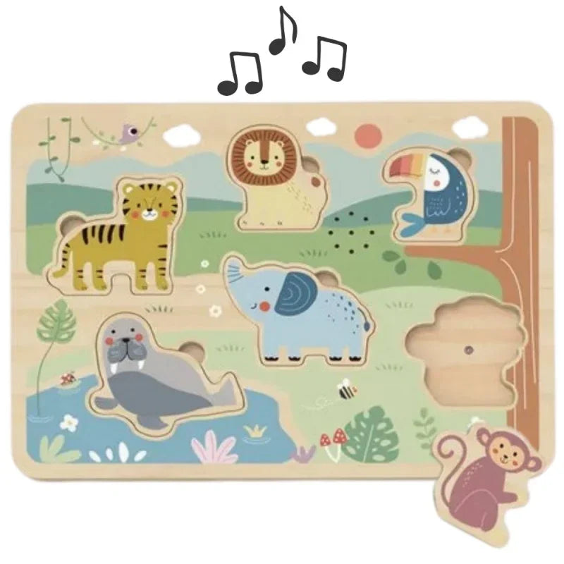 TOOKY TOY Drewniane Puzzle Zwierzątka interaktywne - zabawki-dla-dziewczynki