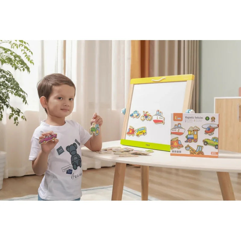 VIGA Drewniane magnesy pojazdy zestaw - zabawki-dla-dziewczynki