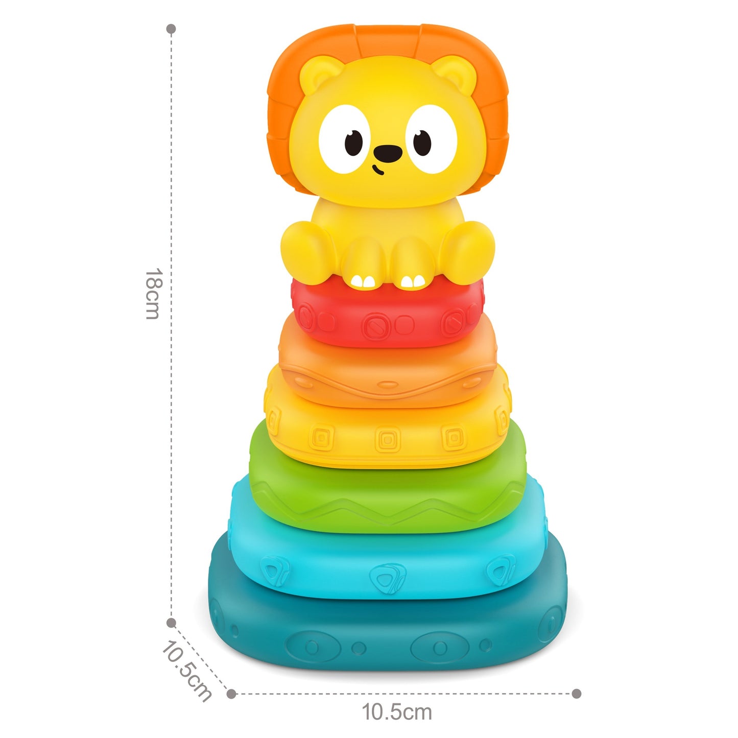 2-WOOPIE BABY Piramidka Sensoryczna Wieża Układanka Lew 6m+-2