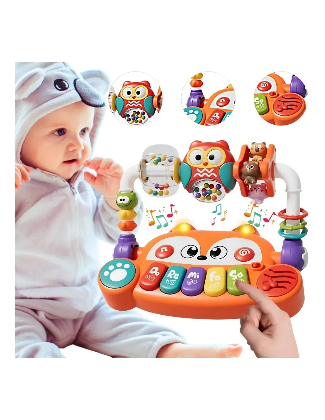 Pianinko edukacyjne WOOPIE Baby lisek dla niemowląt 6M+ - zabawki-dla-dziewczynki