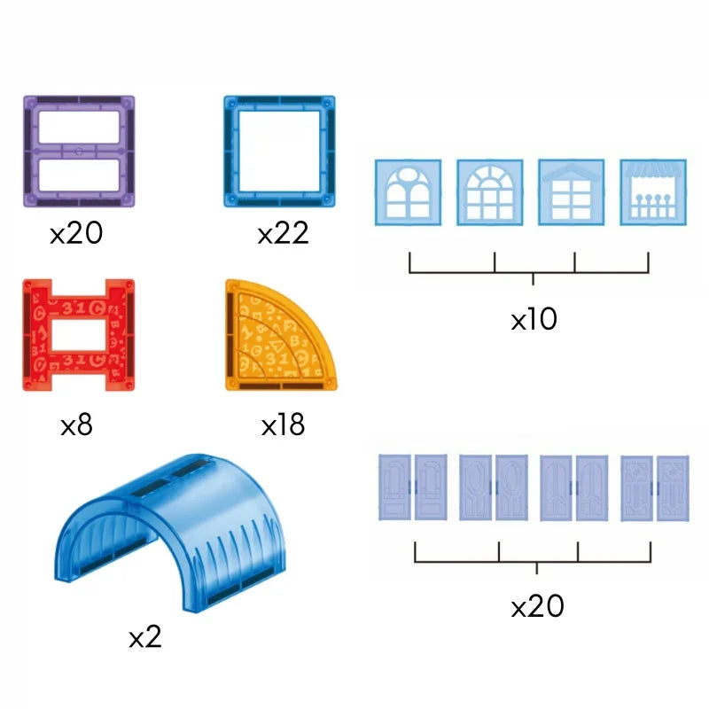 WOOPIE Klocki Magnetyczne Konstrukcyjne 3D Zestaw Edukacyjny Zamek 100el. - zabawki-dla-dziewczynki