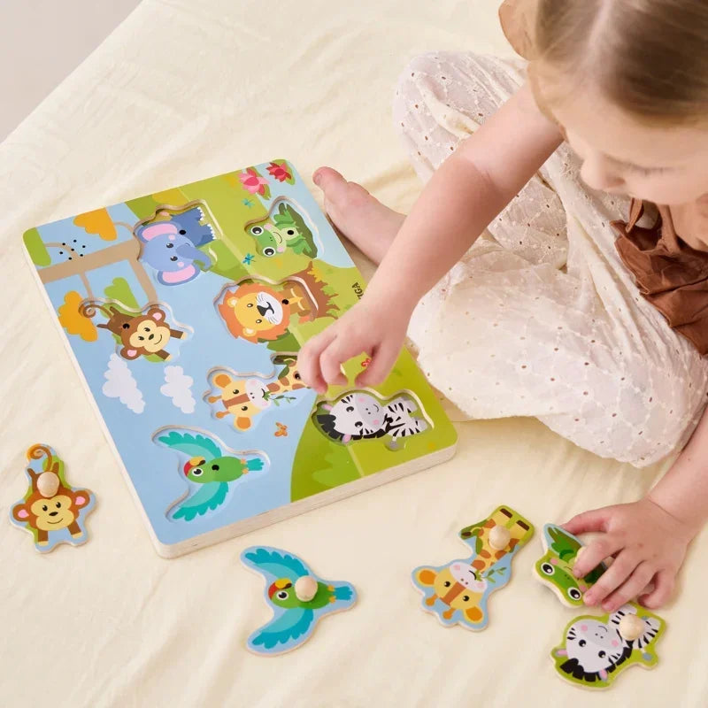 VIGA Dopasuj Zwierzęta Egzotyczne puzzle dla dzieci z dźwiękiem - zabawki-dla-dziewczynki