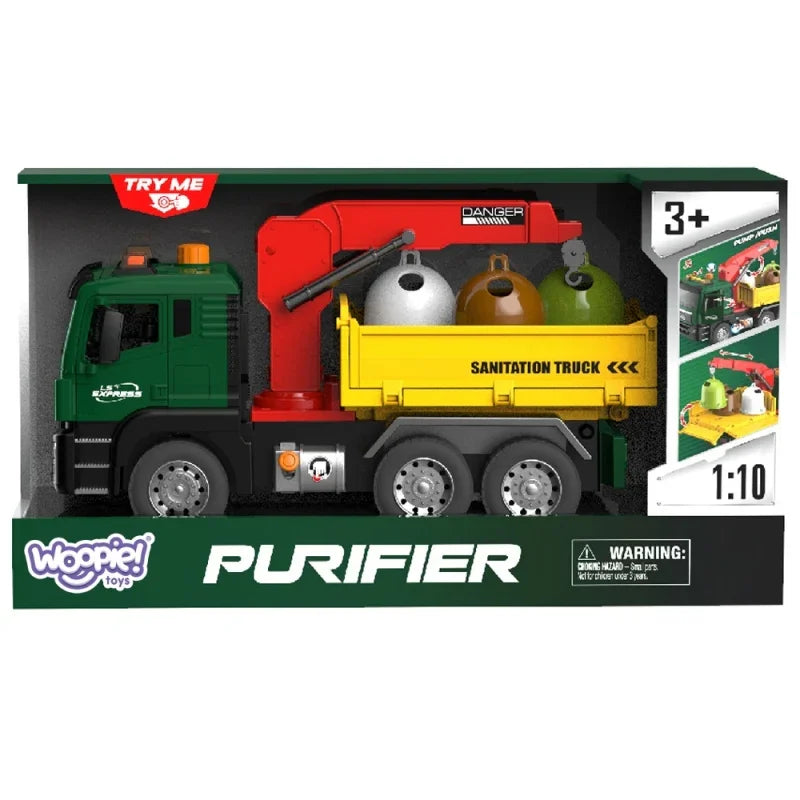 WOOPIE Ciężarówka Śmieciarka z Dźwigiem Segregacja Śmieci - skala 1:10 - zabawki-dla-dziewczynki