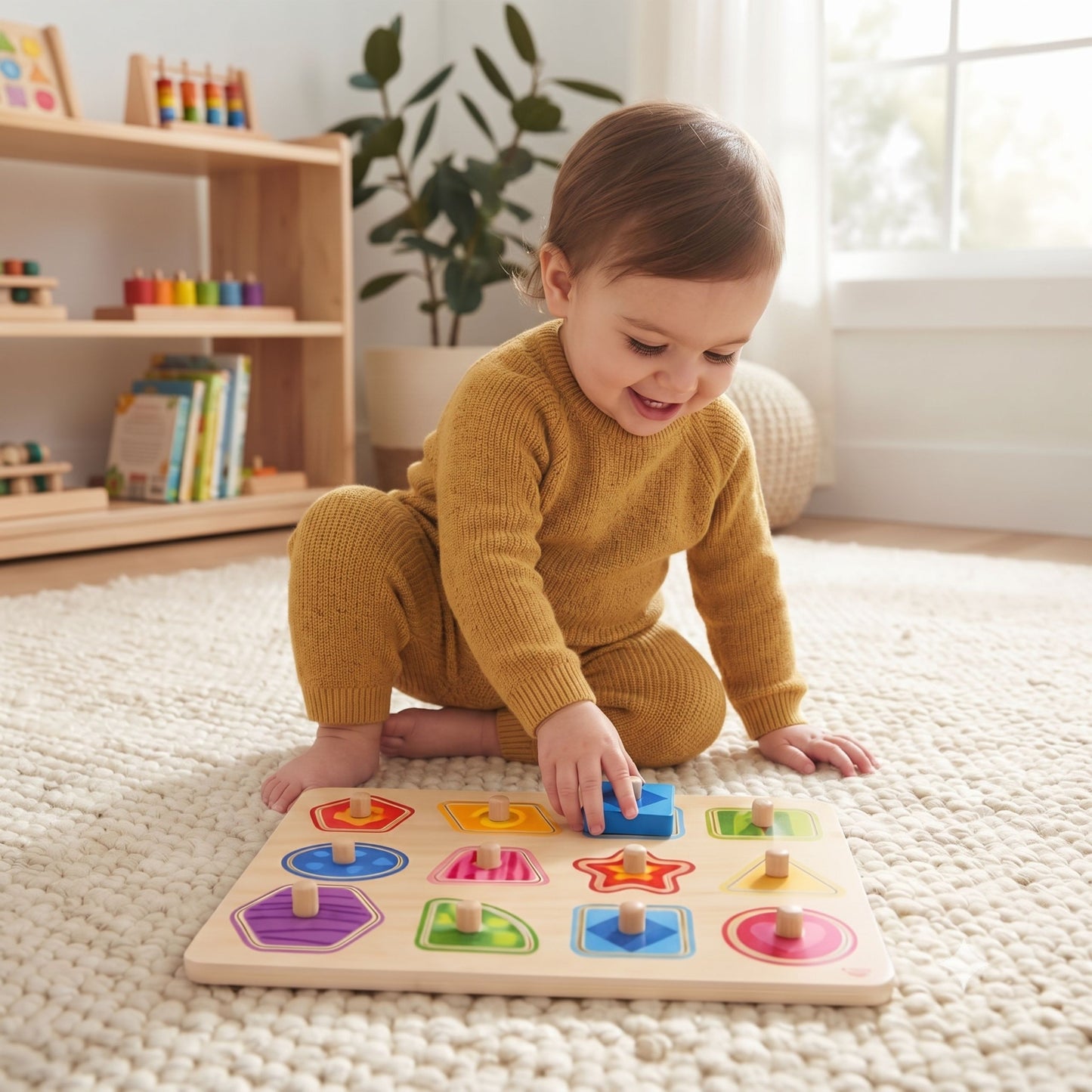 2-TOOKY TOY Puzzle Układanka Montessori Nauka Kształtów z Pinezkami-2
