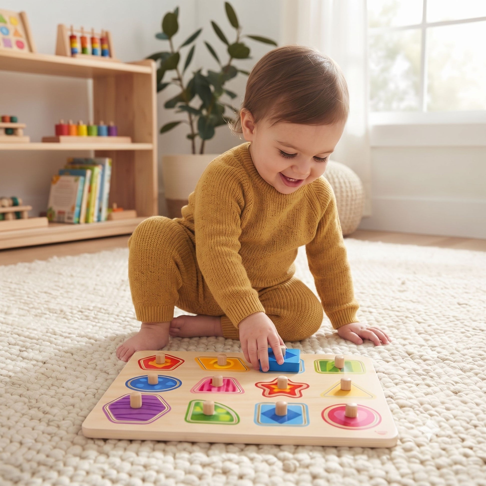 2-TOOKY TOY Puzzle Układanka Montessori Nauka Kształtów z Pinezkami-2