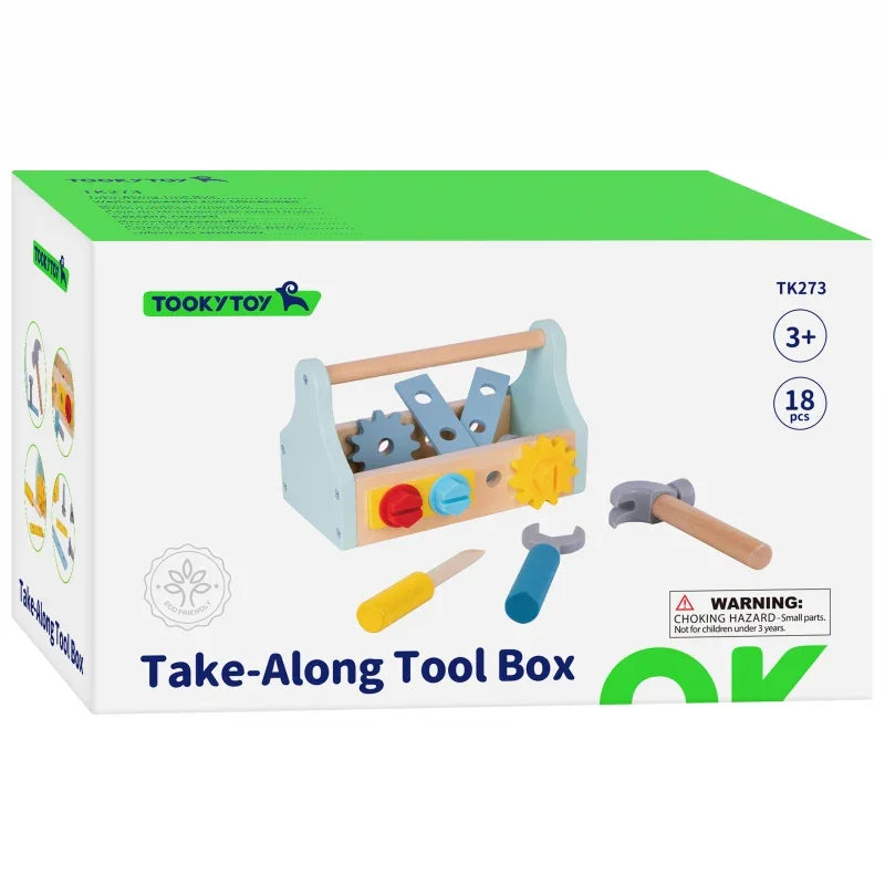 TOOKY TOY Drewniana Skrzynka z Narzędziami Zestaw 18 el. - zabawki-dla-dziewczynki