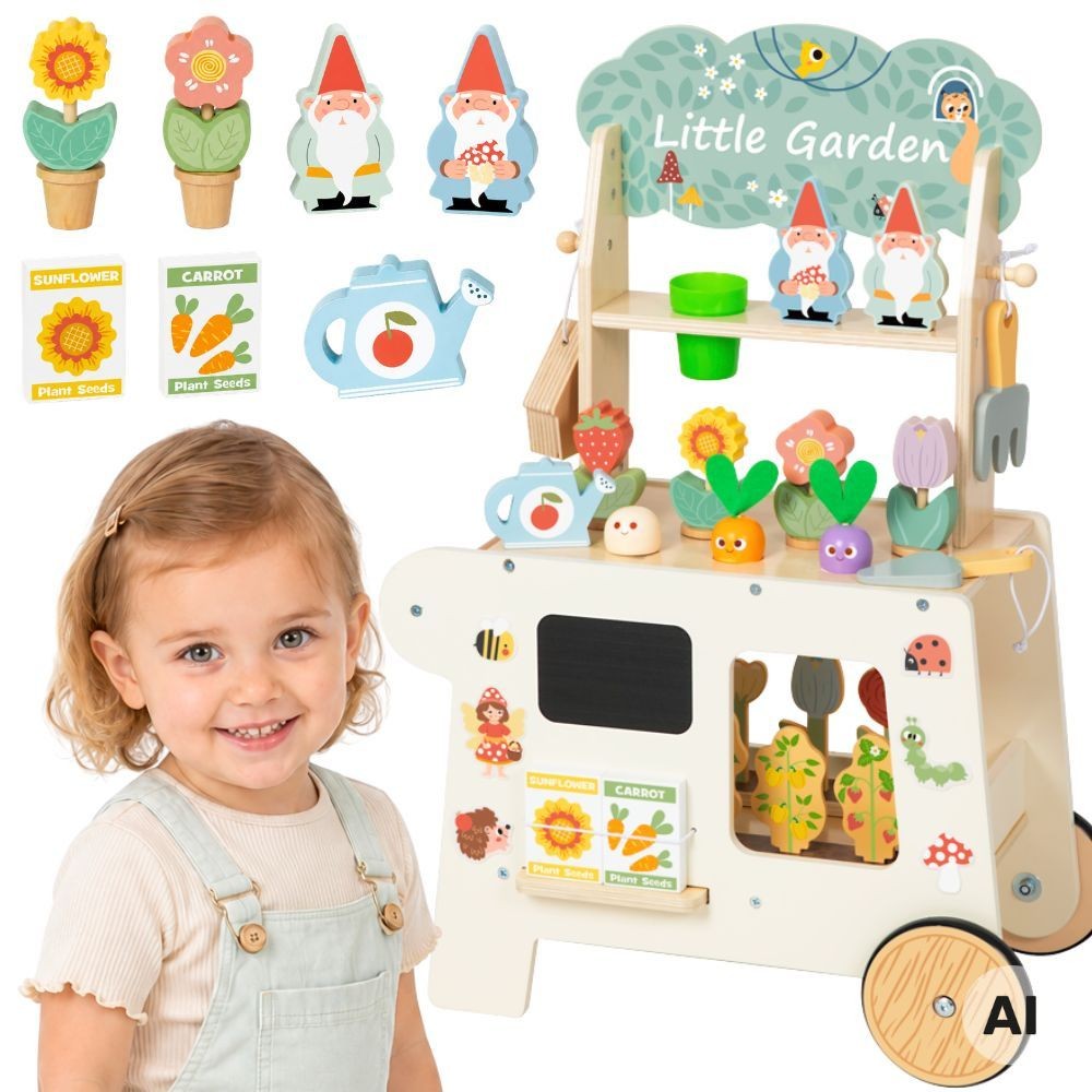 7-TOOKY TOY Wózek Ogrodowy Sklepik Drewniany Montessori 57el-7