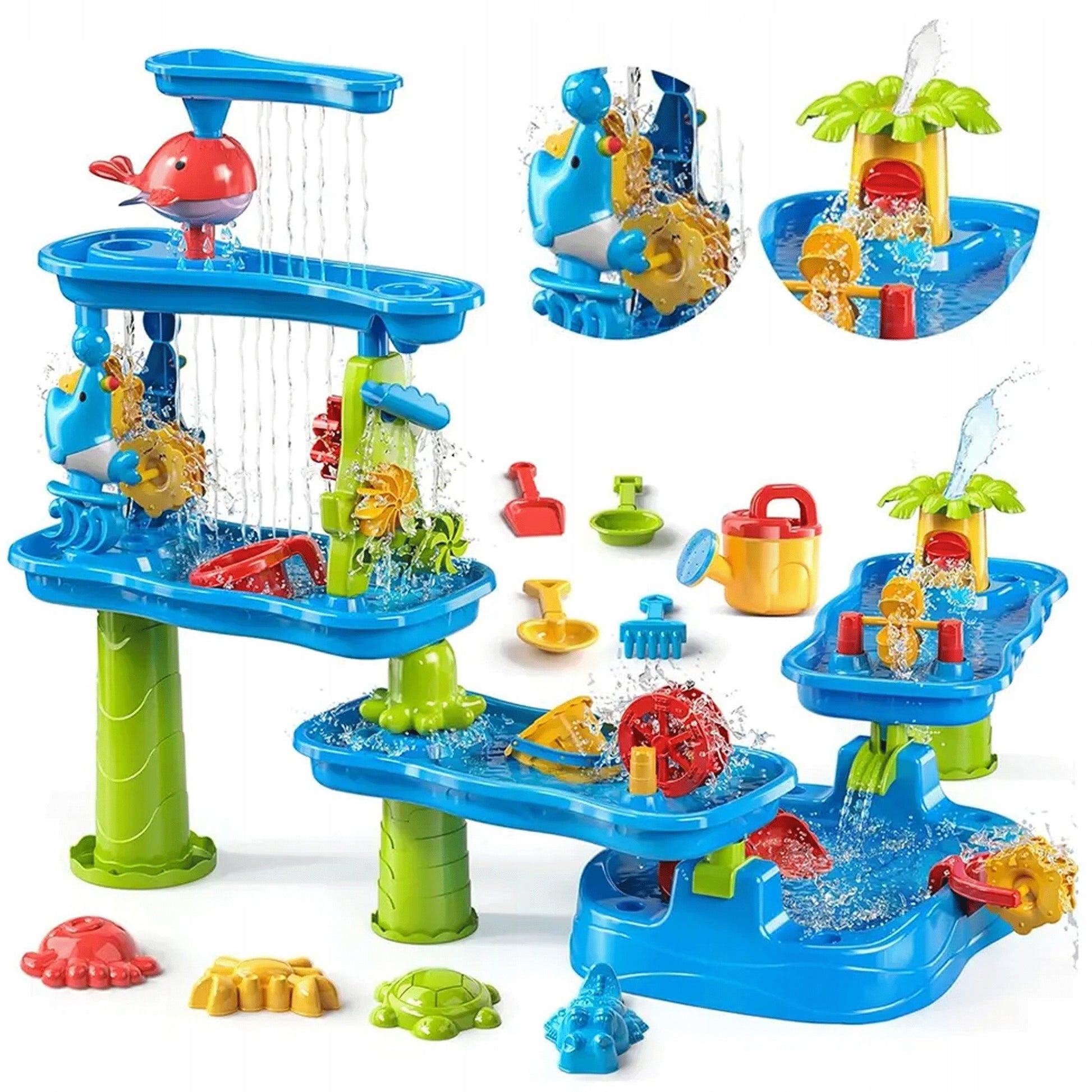 1-WOOPIE Ogromny Aquapark Stolik Wodny 6w1 Piaskownica Wodospad Tor Wodny 6-poziomowy Modułowy-1
