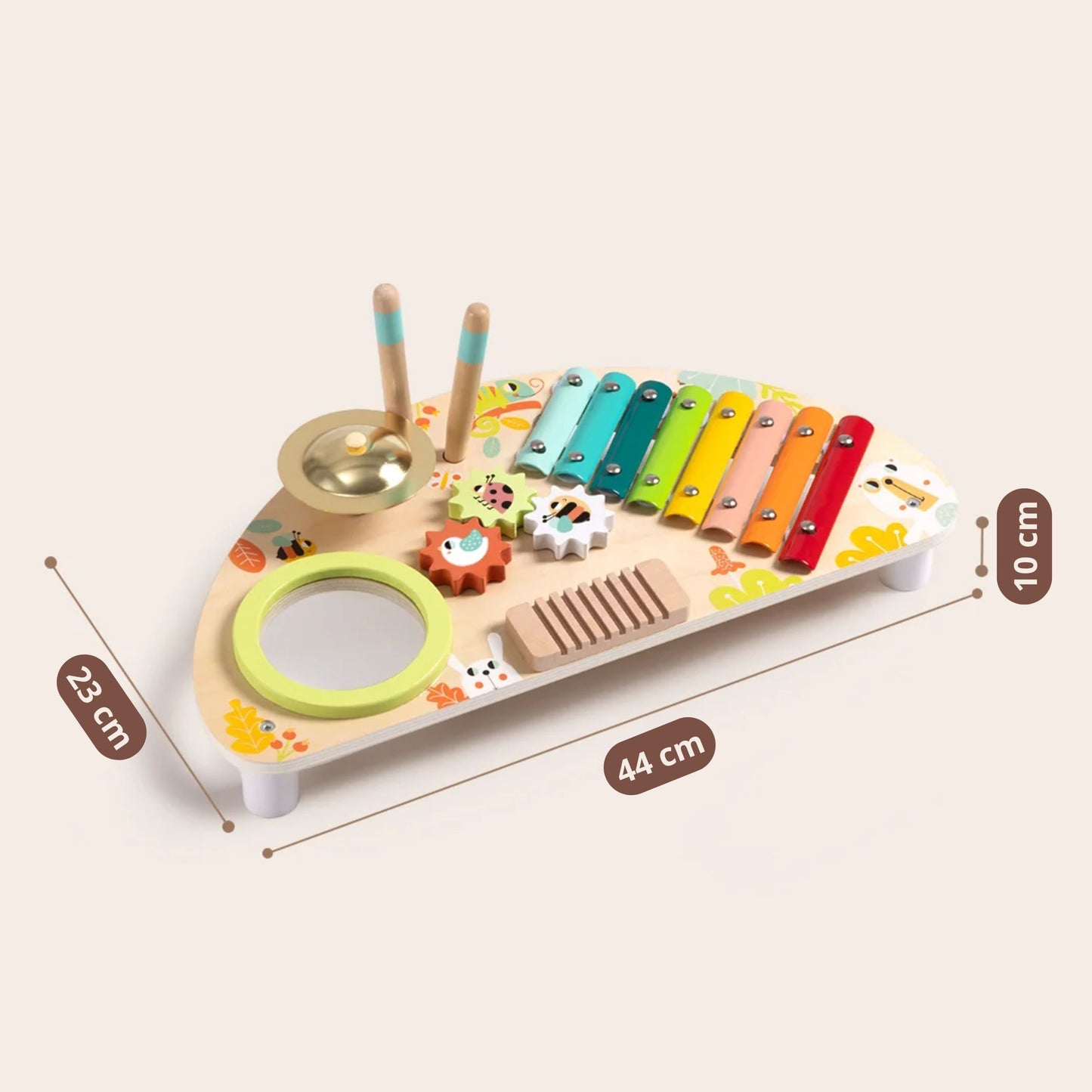 13-TOOKY TOY Wielofunkcyjny Instrument Centrum Muzyczne Ksylofon Zębatki Tarka Bębenek Talerz Pałeczki-13