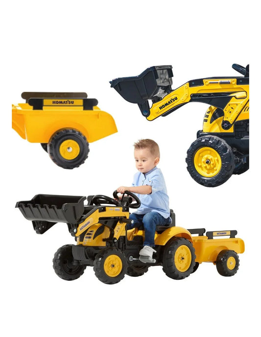 FALK Traktor na Pedały Komatsu z przyczepą dla dzieci 2-5 lat - zabawki-dla-dziewczynki