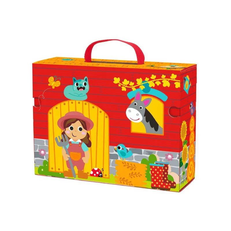 TOOKY TOY Drewniana Farma w Walizce Figurki Pojazdy - zabawki-dla-dziewczynki